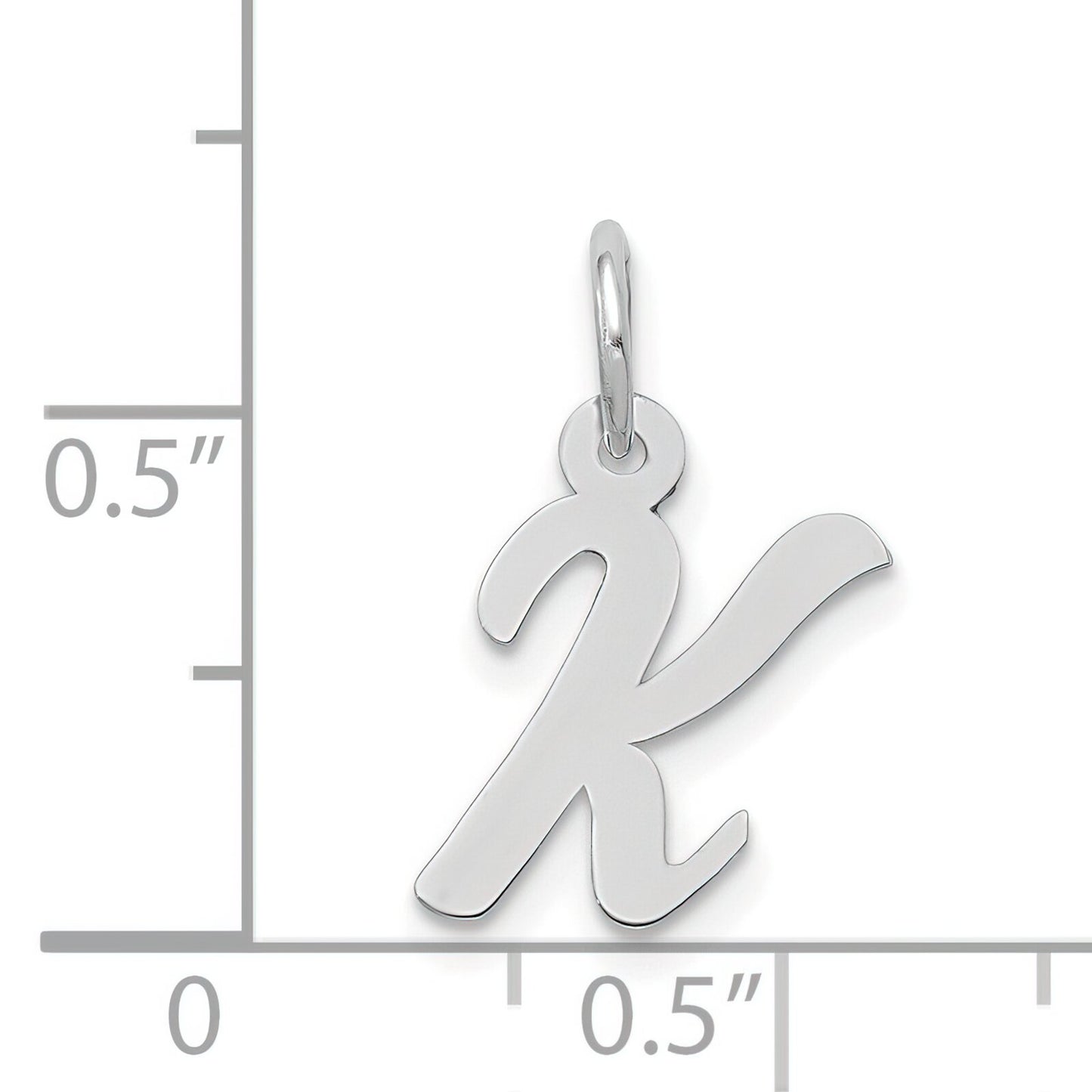 Cursive Letter "K" Charm 14k White Gold