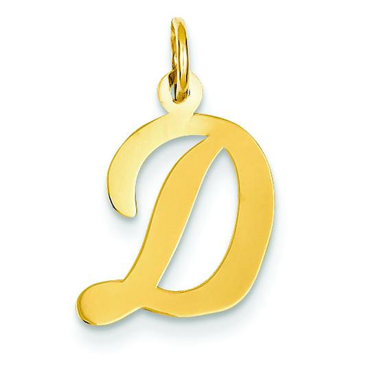 Cursive Letter "D" Charm 14k Gold