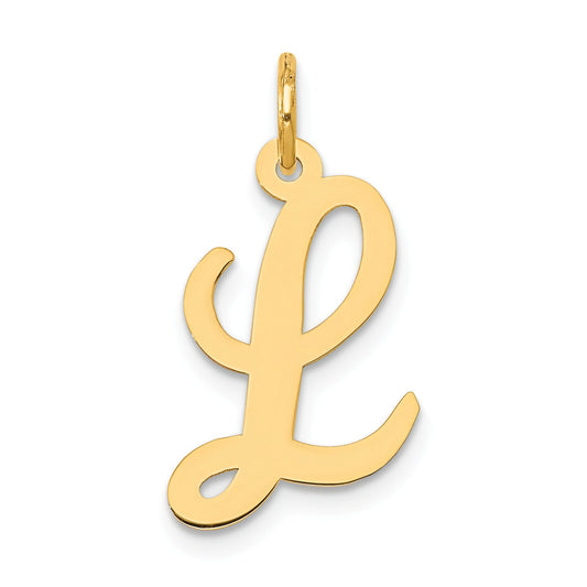 Cursive Letter "L" Charm 14k Gold