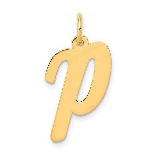 Cursive Letter "P" Charm 14k Gold