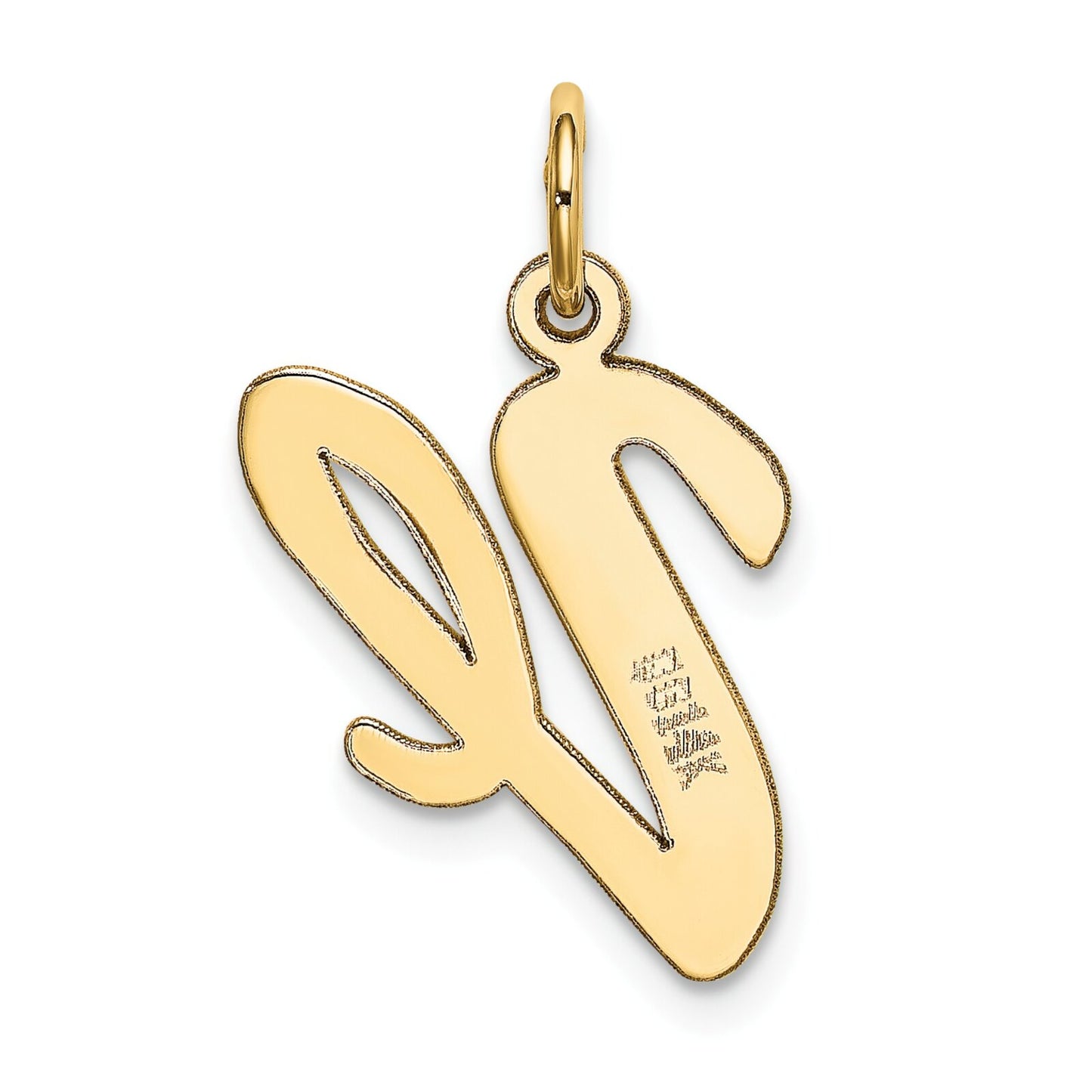 Cursive Letter "V" Charm 14k Gold