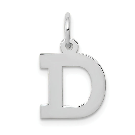 Letter "D" Charm 14k White Gold
