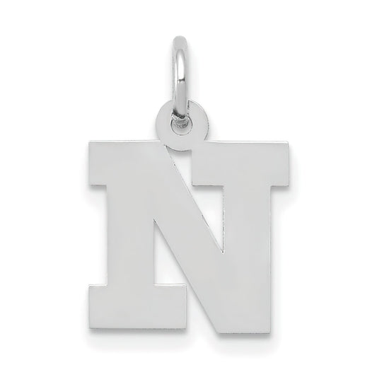 Letter "N" Charm 14k White Gold