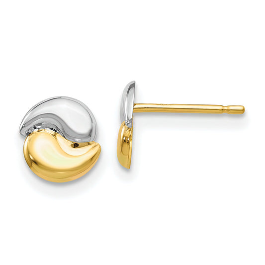 14K Two Tone Gold Fancy Stud Earrings