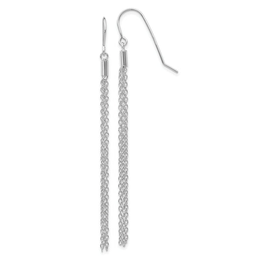 14K White Gold Chain Dangle Earrings