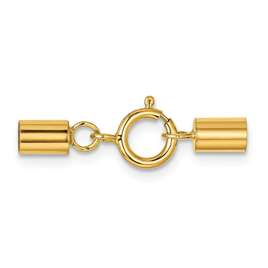 14K Gold Spring Ring Clasp w/End Caps (3.00mm to 4.00mm)