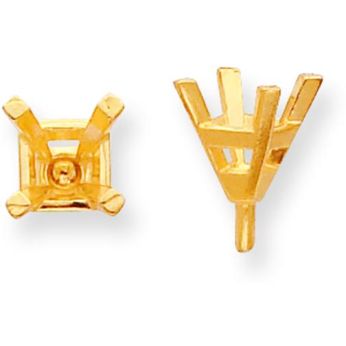 14K Gold 4 Prong Princess Peg Center Head Setting (3.00 to 8.00mm)