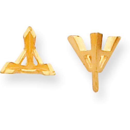 14K Gold 3 Prong Triangle Peg V-End Setting (3.00 to 10.00mm)