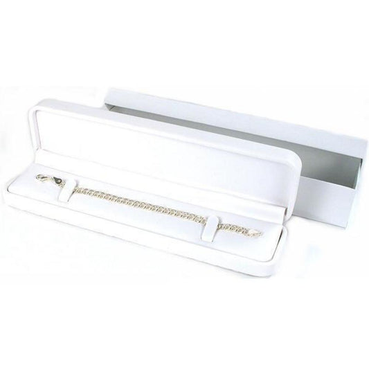 Bracelet & Watch Gift Box White Faux Leather 8 5/8" (Only 1 Box)