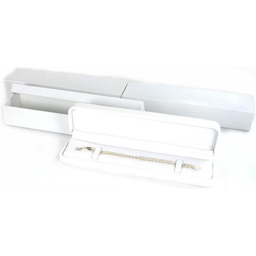 3 White Leather Watch Bracelet Gift Boxes Jewelry Counter Displays