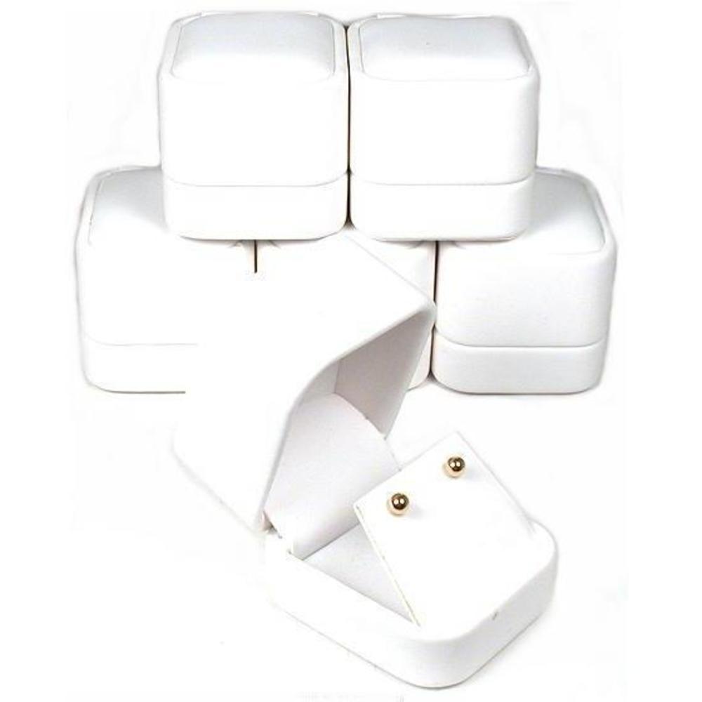 6 White Leather Earring Gift Boxes Jewelry Case Display