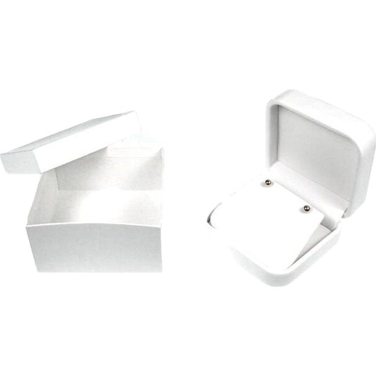 Earring & Pendant Gift Box White Faux Leather 2 13/16" (Only 1 Box)