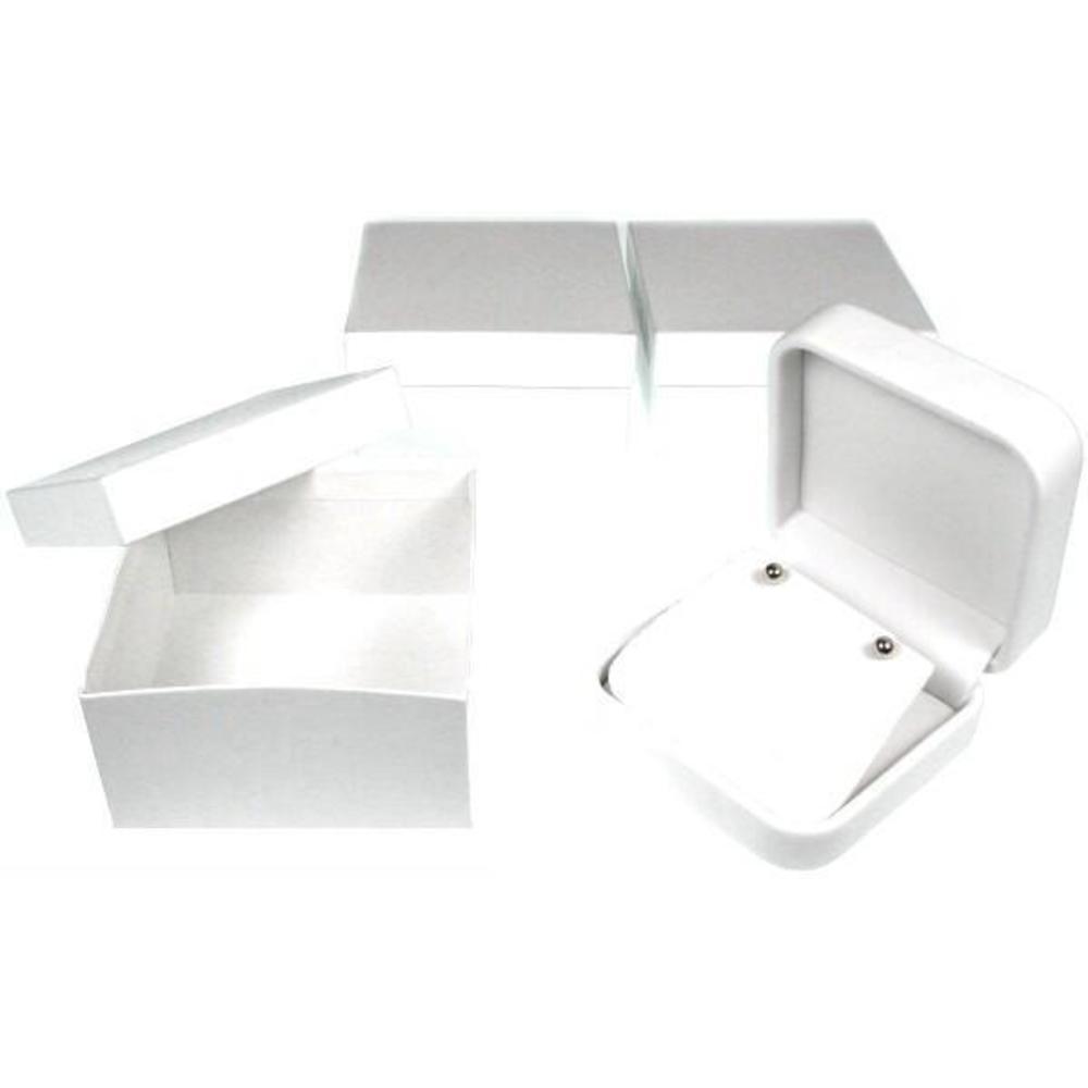 White Leather Earring Display Case Countertop Gift Box