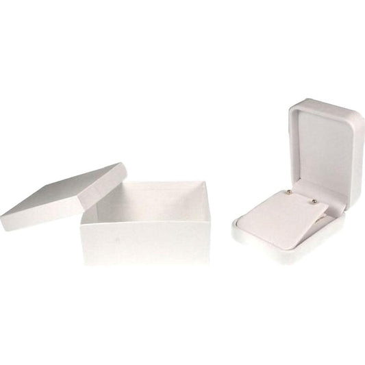 Earring & Pendant Gift Box White Faux Leather 4" (Only 1 Box)