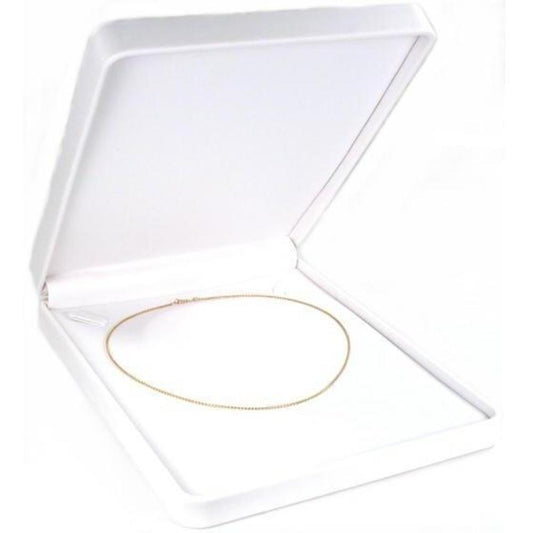 Necklace Gift Box White Faux Leather 7 1/2" (Only 1 Box)