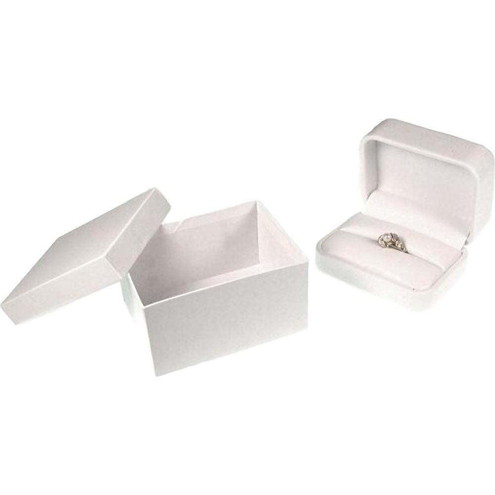 Double Ring Gift Box White Faux Leather 2 3/8" (Only 1 Box)