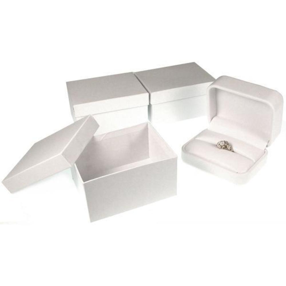3 White Leather Ring Display Jewelry Showcase Gift Box