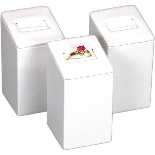 3 Leather Ring Displays White Showcase Countertop Unit