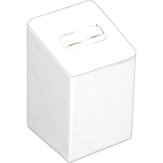 Ring Display Stand White Faux Leather 2 3/4"