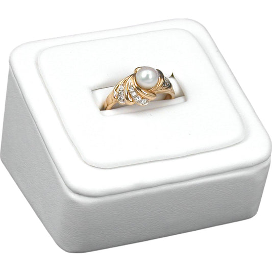 White Leather Slot Ring Display Stand Jewelry Showcase