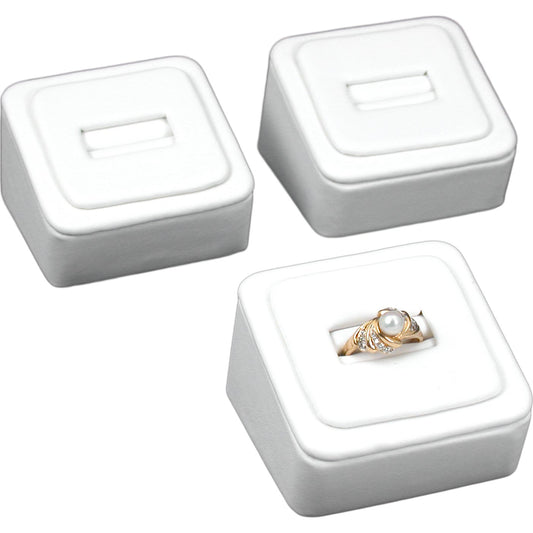 3 White Leather Slot Ring Display Stands Jewelry Case