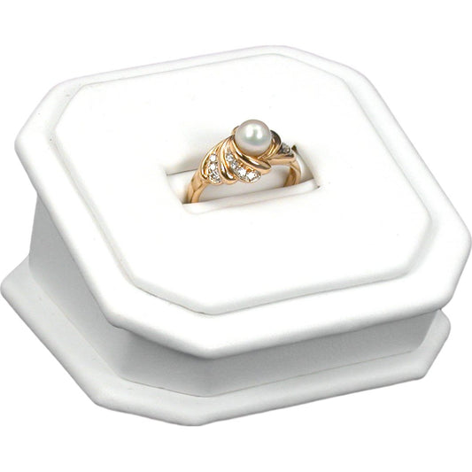Ring Display Stand White Faux Leather 2 1/2"