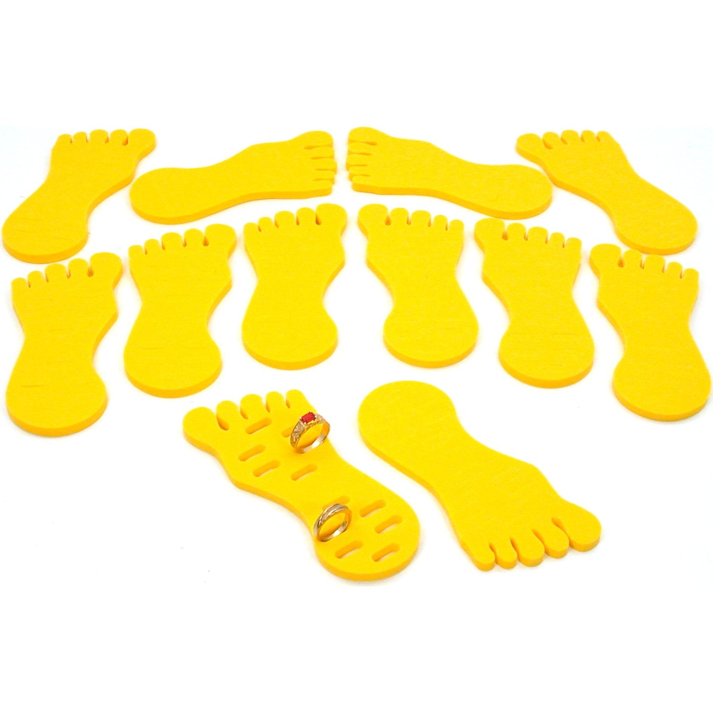 12 Yellow Foam Foot Toe Ring Displays 5 1/4"