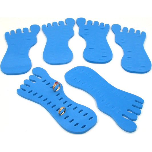 6 Toe Ring Foot Foam Display Body Jewelry Case Blue
