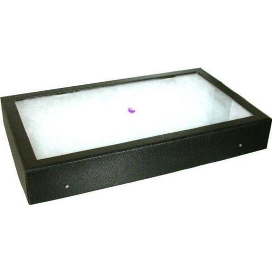 Glass Lid Jewelry Display Case Black 14"