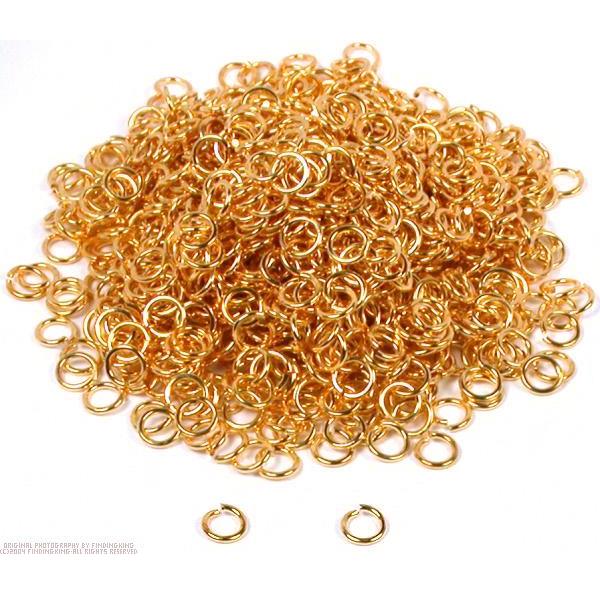 1000 Gold Plated Open Jump Rings 19 Gauge 6mm
