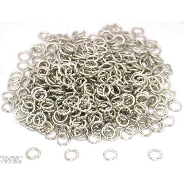600 White Plated Open Jump Rings 19 Gauge 6mm