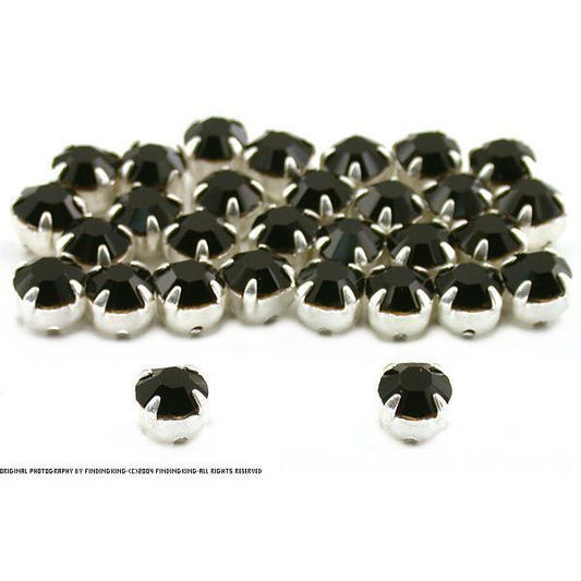 30 Black Rhinestone Rose Montees 6 x 5mm