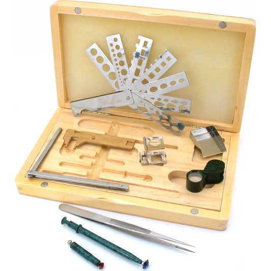 Gemstone Tweezers, 10X Loupe, Magnifier, Gauge, Grading Tool Set 9Pcs