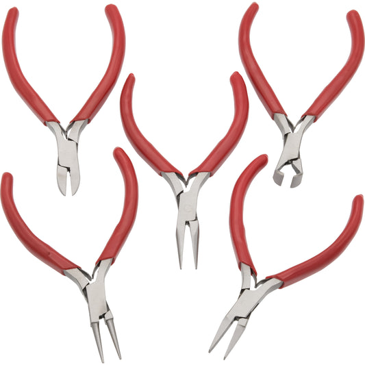Chain Nose, Flat Nose, Round Nose Pliers & Cutters 4 1/2" 5Pcs