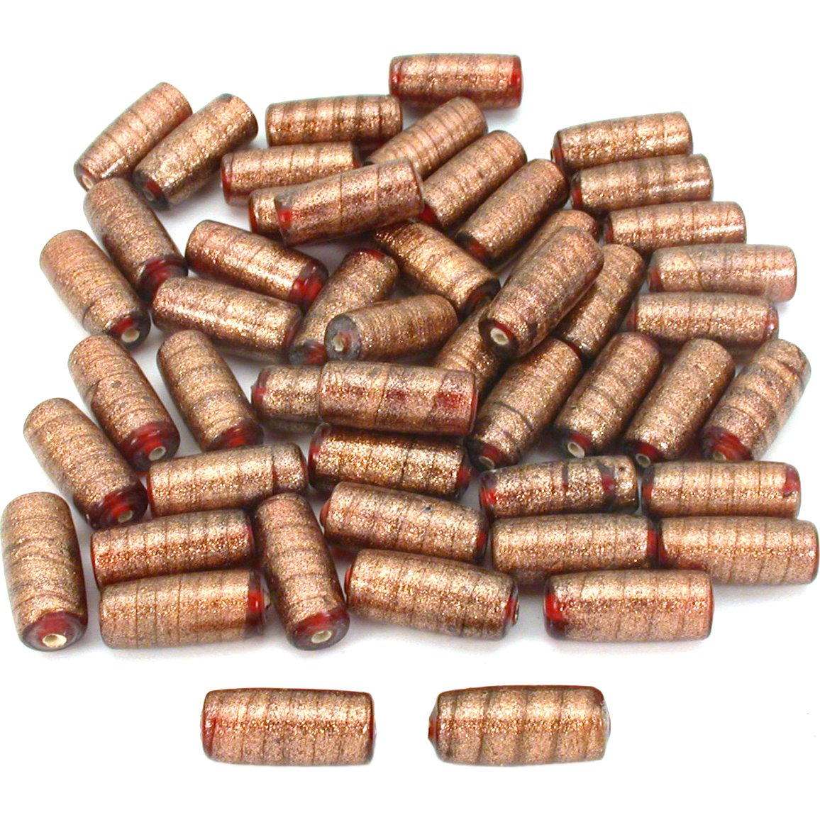 Tube Glass Beads Copper 24mm 50Pcs Approx.
