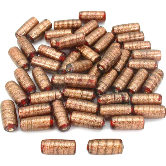 Tube Glass Beads Copper 24mm 50Pcs Approx.