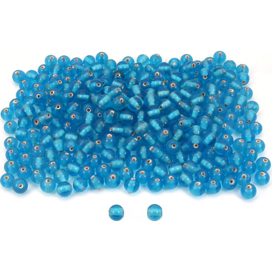 Round Pony Glass Beads Light Blue 9mm 300Pcs Approx.