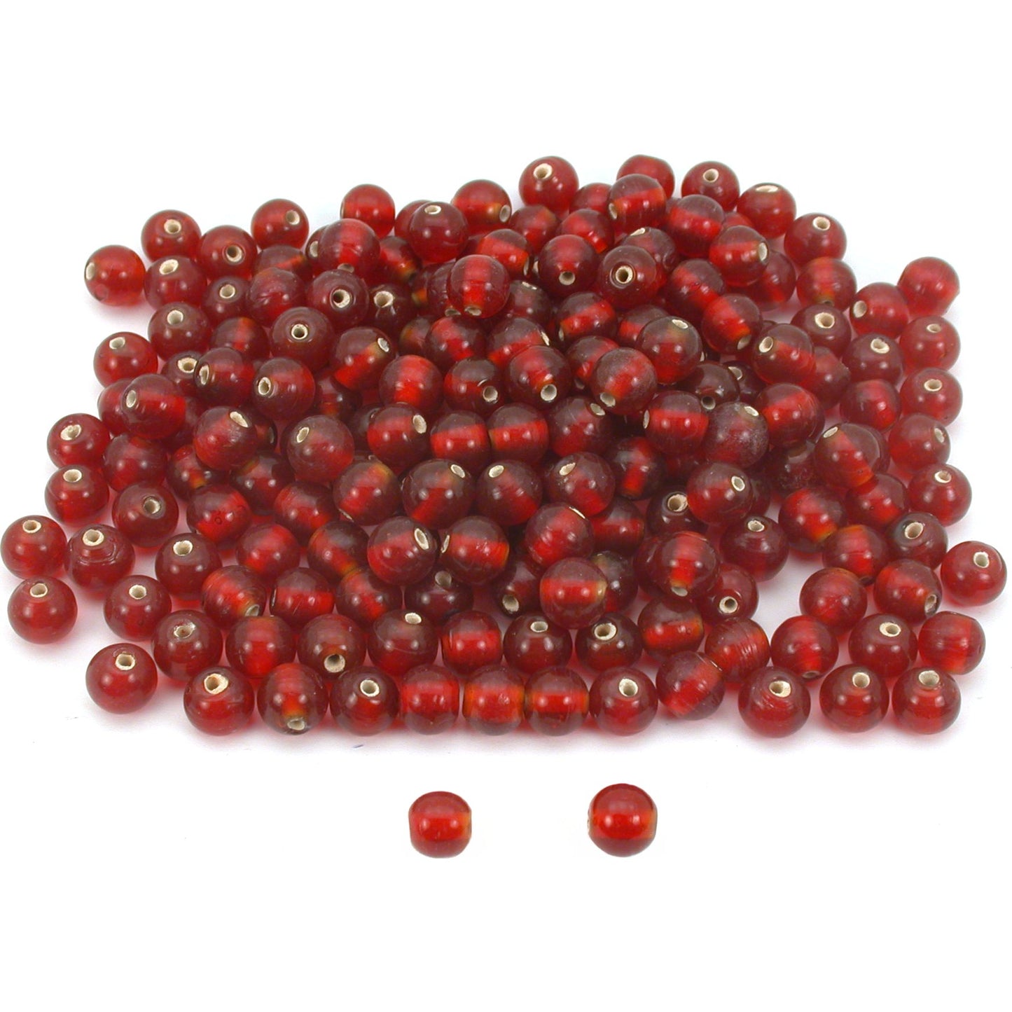 Round Pony Glass Beads Red 9mm 200Pcs Approx.