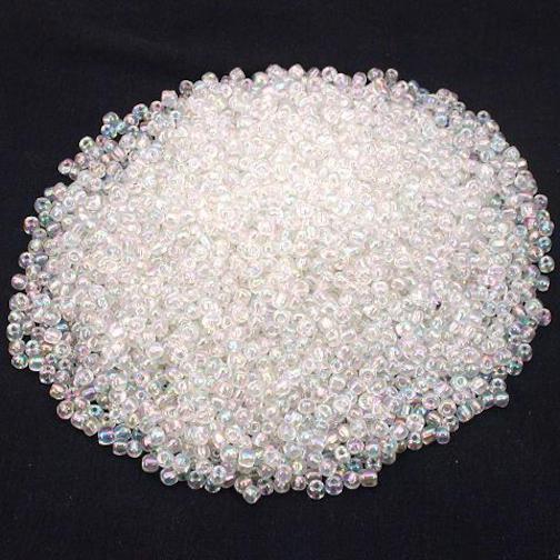 Seed Glass Beads Clear AB Finish 3mm 350 Grams Approx.