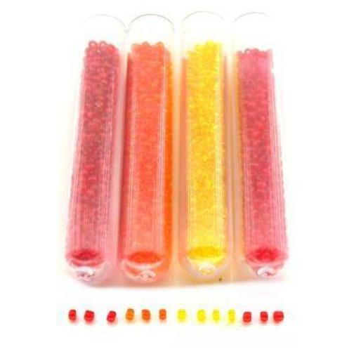 Seed Glass Beads Red, Yellow, Orange 2mm 4Pcs