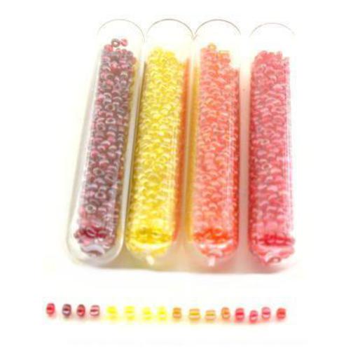 Seed Lustered Glass Beads Red, Yellow, Orange 2mm 4Pcs