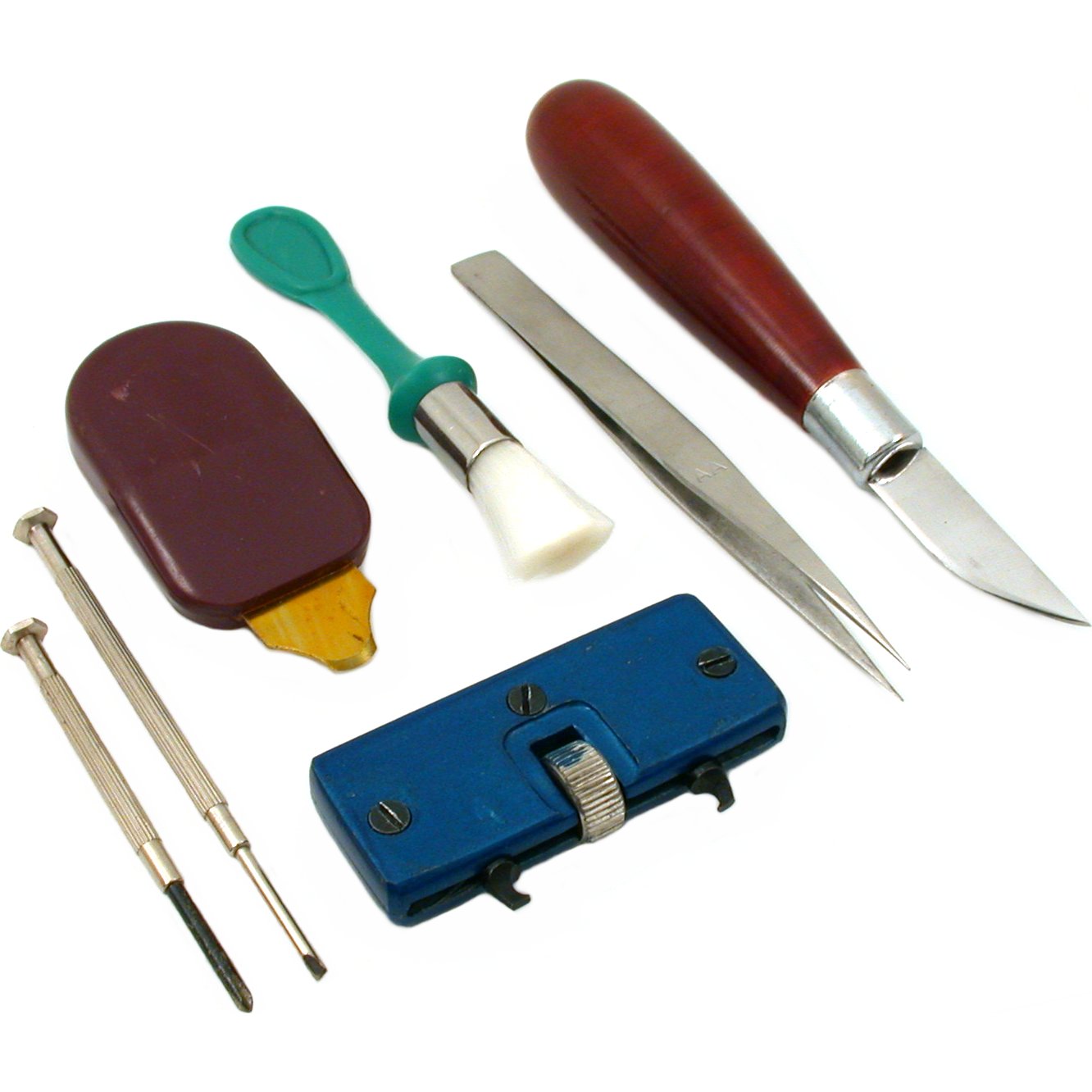 8 Watch Battery Case Knife Opener Wrench Tweezers Tool Watchmakers Repair Kit