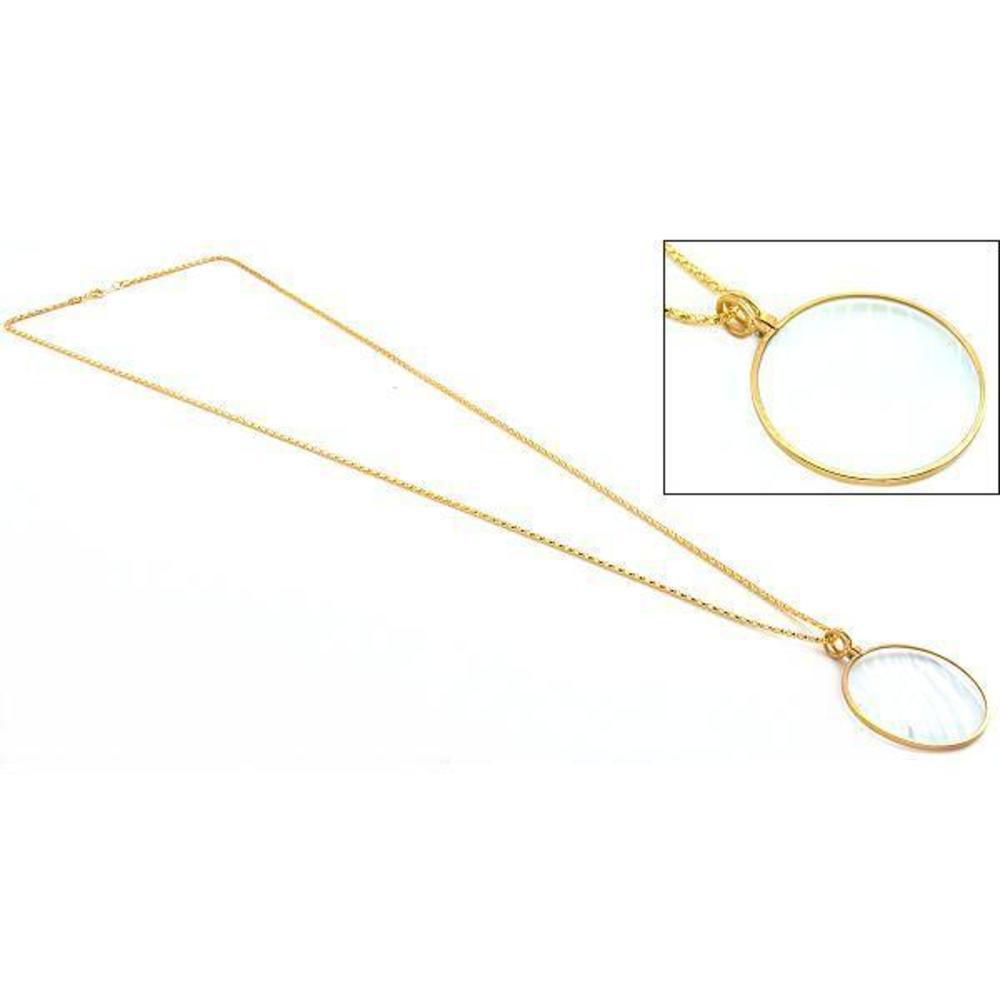 3X Gold Plated Necklace Magnifier Magifying Magnification Jewelers Tool