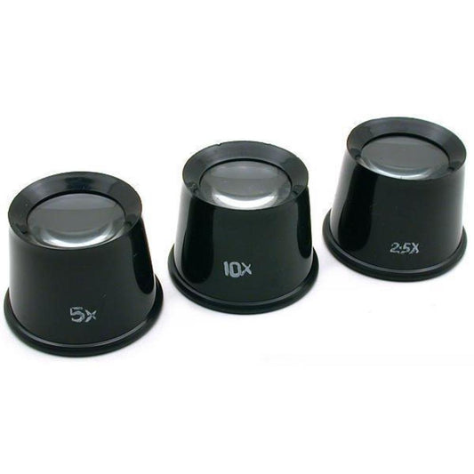 5x & 10x Eye Loupes 3Pc Set