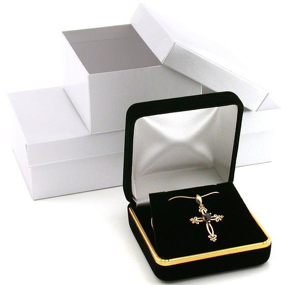 Black Velvet Necklace Pendant & Earring Gift Box With Brass Rim Kit