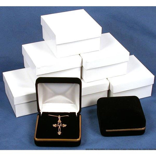 Black Velvet Necklace Pendant & Earring Gift Box With Brass Rim Kit