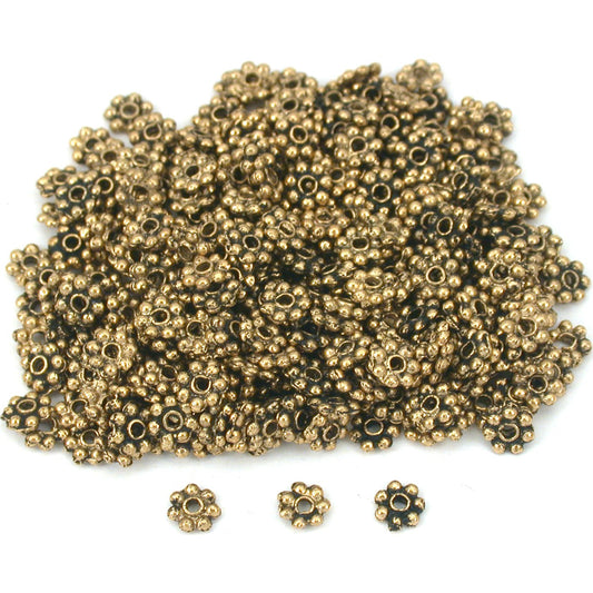 Bali Spacer Daisy Antique Gold Plated Beads 4mm 148Pcs Approx.