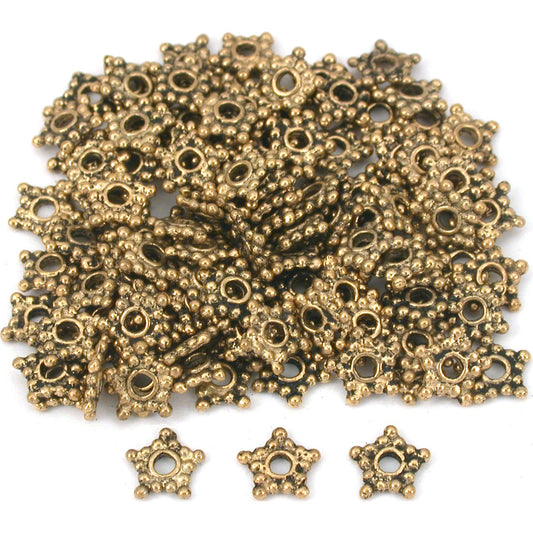 Bali Spacer Star Antique Gold Plated Beads 6.5mm 100Pcs Approx.