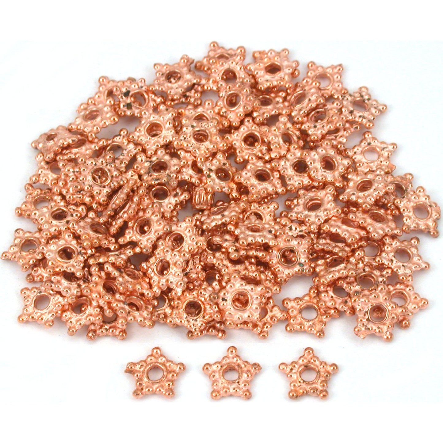 Bali Spacer Star Copper Plated Beads 6.5mm 100Pcs Approx.