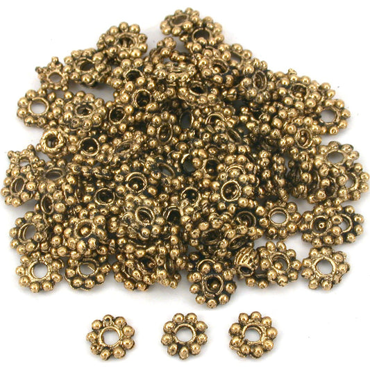 Bali Spacer Daisy Antique Gold Plated Beads 6mm 125Pcs Approx.